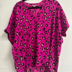 JODIFL Fuchsia Leopard Print Blouse